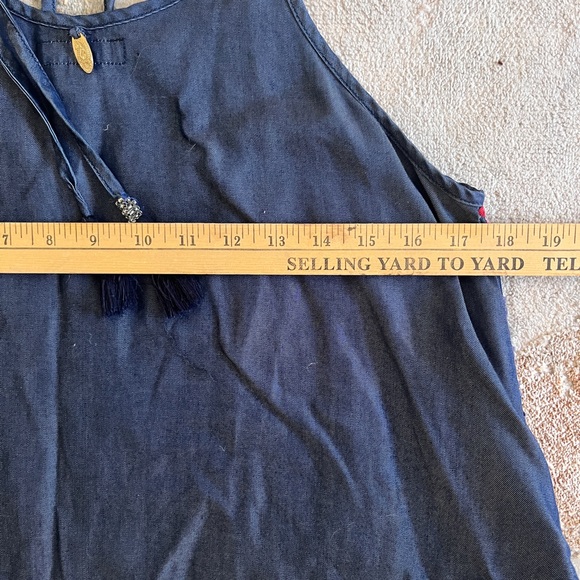 Ruby Yaya Embroidered Spaghetti Strap Tasseled Boho Maxi Dress Size Small - Picture 11 of 12